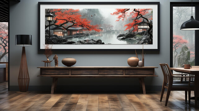 寧靜的紅楓湖畔小屋