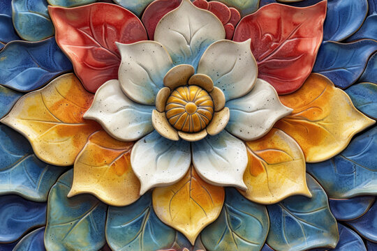 陶瓷花卉墻磚中間凸起一朵花朵