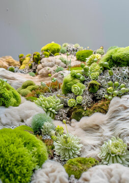 綠色苔蘚和多肉植物景觀