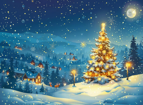 雪夜圣誕的AI圖片
