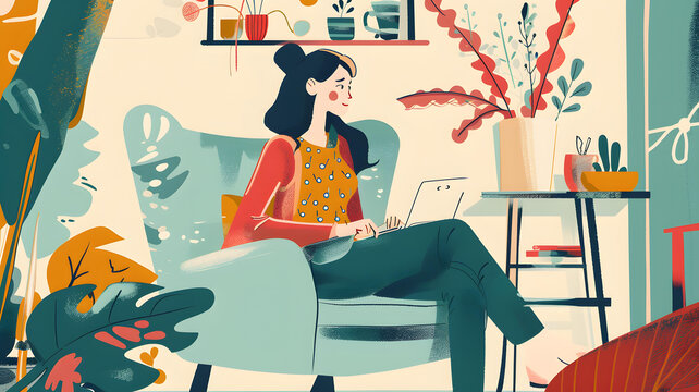 在家辦公的女性