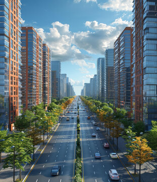 城市街道與現(xiàn)代玻璃磚結(jié)構(gòu)建筑