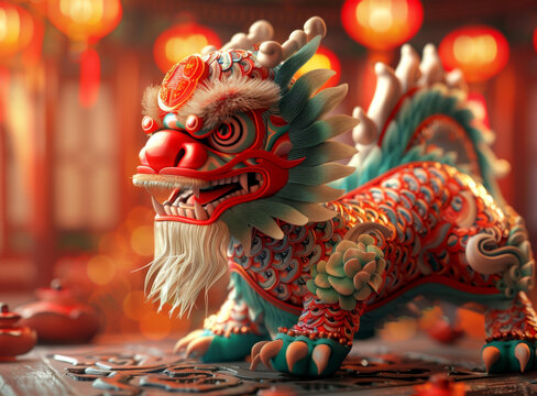 舞龍舞獅的AI圖片