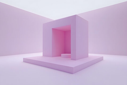 粉色幾何形狀抽象極簡3D渲染