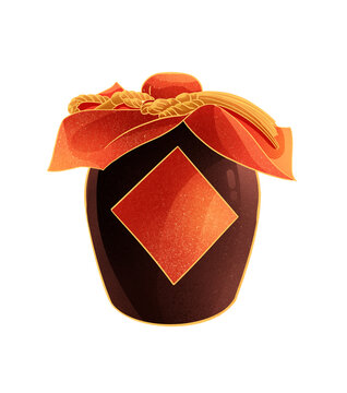 中式國(guó)潮酒壇子插畫(huà)