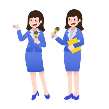扁平風(fēng)女記者主持人新聞媒體職業(yè)