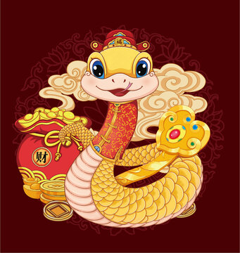 國(guó)潮春節(jié)新年蛇年傳統(tǒng)大福袋蛇