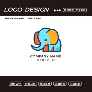 卡通大象logo標(biāo)志