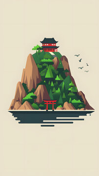 日本風(fēng)格山岳風(fēng)景