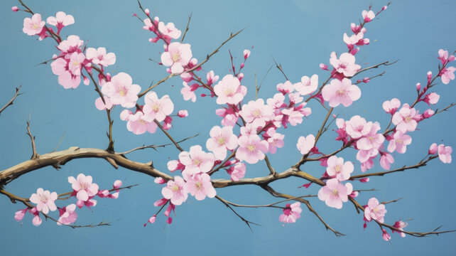 櫻花盛開的樹枝