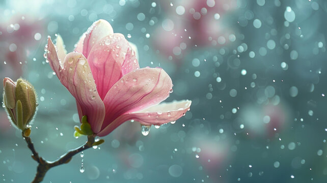 玉蘭花上的雨滴