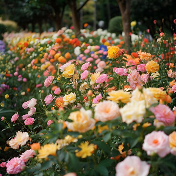 盛開的玫瑰花園