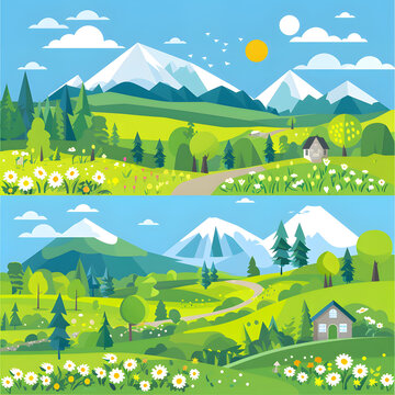春季山川田野風(fēng)景