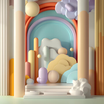 3D 幾何圖形抽象彩色背景