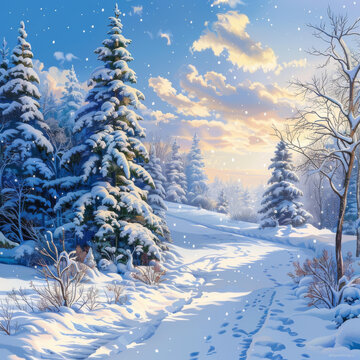 雪地森林的AI圖片