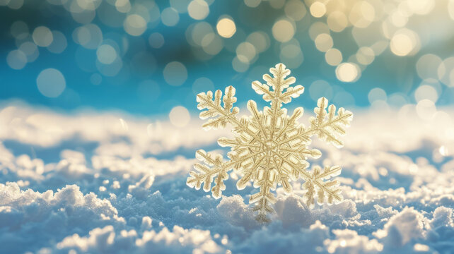 雪花在雪地上的特寫