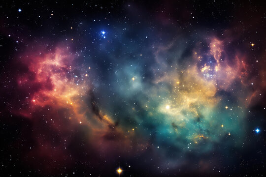 五彩斑斕的星云和恒星的星際空間