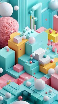抽象幾何形狀和色彩的3D背景
