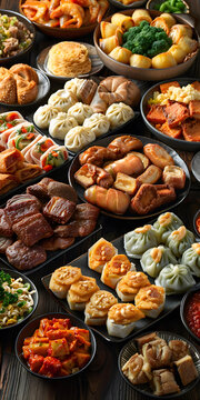新年團(tuán)圓飯，各式各樣的中式菜肴