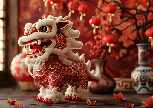 舞獅的AI圖片