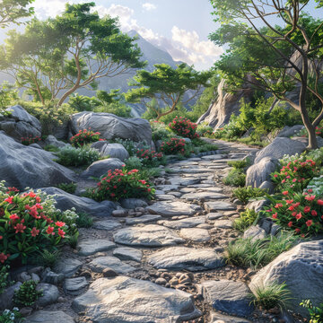 奇幻森林里的石頭小路