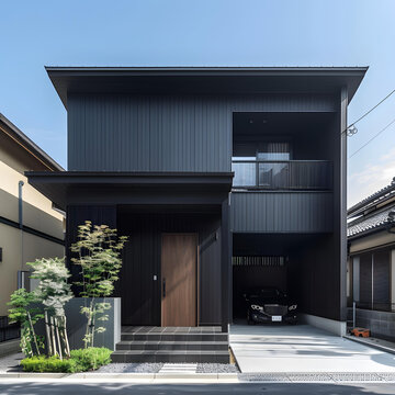 現代黑色木門兩層住宅