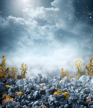 冬日雪景的抽象風(fēng)景畫