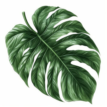 一張熱帶植物的大綠葉插圖