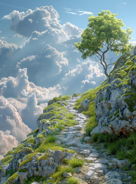 云海之上的山路
