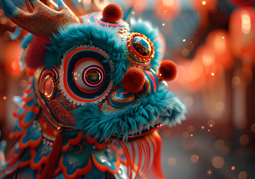 舞龍舞獅的AI圖片