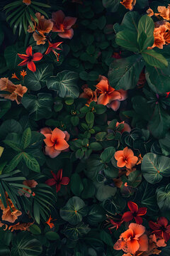 熱帶植物花卉背景圖
