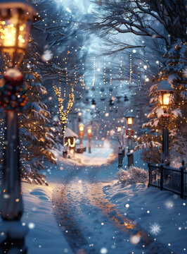 冬日雪夜街景