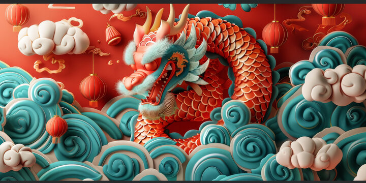 祥龍獻(xiàn)瑞的AI圖片