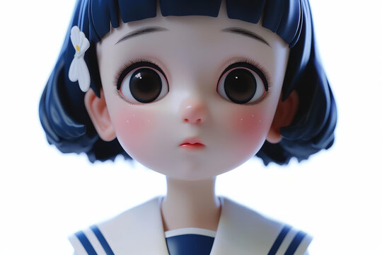 一個可愛的黑發(fā)褐眼少女的模型