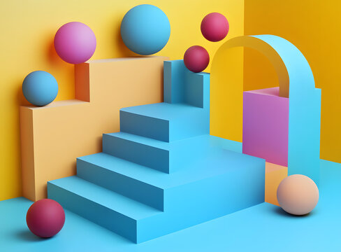 彩色幾何圖形抽象3D背景