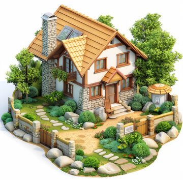 石頭小屋和一個花園
