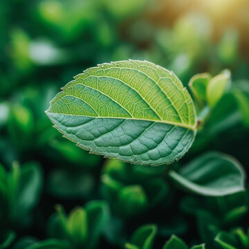 一片綠葉的近照葉脈清晰可見
