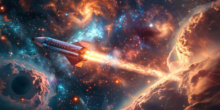 宇宙飛船在太空中穿梭