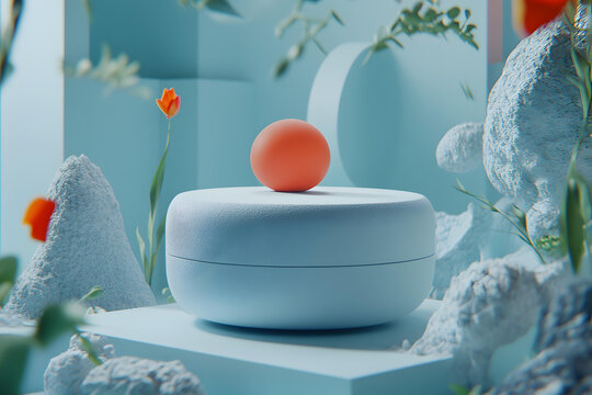 藍(lán)色抽象背景3D渲染幾何球體