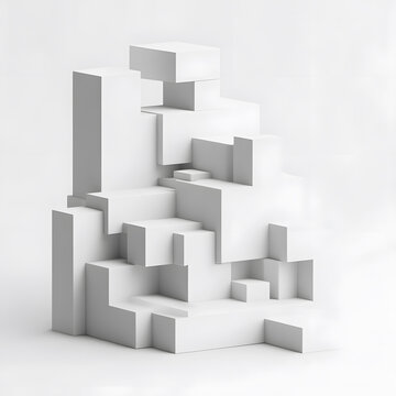 抽象白色立方體結構3D渲染