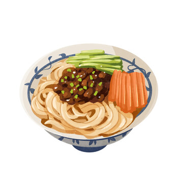 北京美食炸醬面插畫(huà)