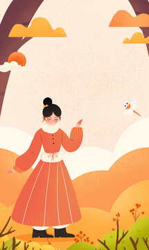 秋天二十四節(jié)氣豐收插畫(huà)