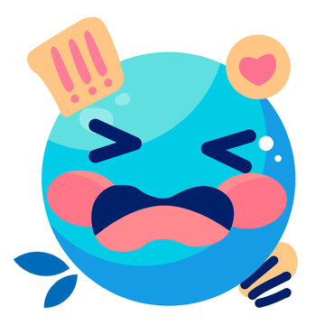 可愛(ài)表情平面藍(lán)色emoji尖叫