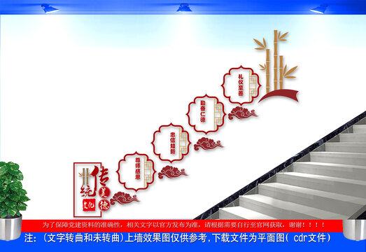 傳統(tǒng)美德學(xué)校樓梯文化墻