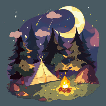 夜晚露營(yíng)小景