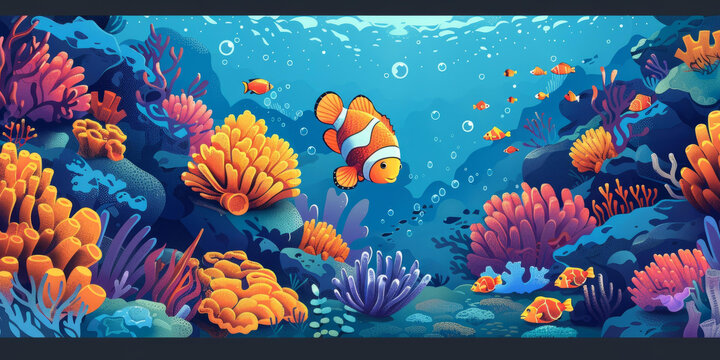 海底世界各種魚(yú)類(lèi)和珊瑚礁