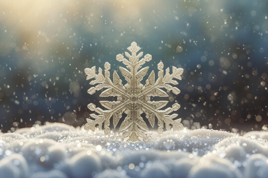 雪花在雪地上的特寫