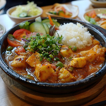 日式健康美食豆腐泡菜蓋飯