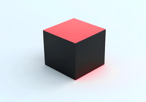 白色背景上的黑色紅色立方體3D