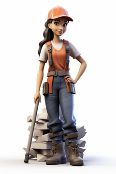 自信的女建筑工人手持大錘